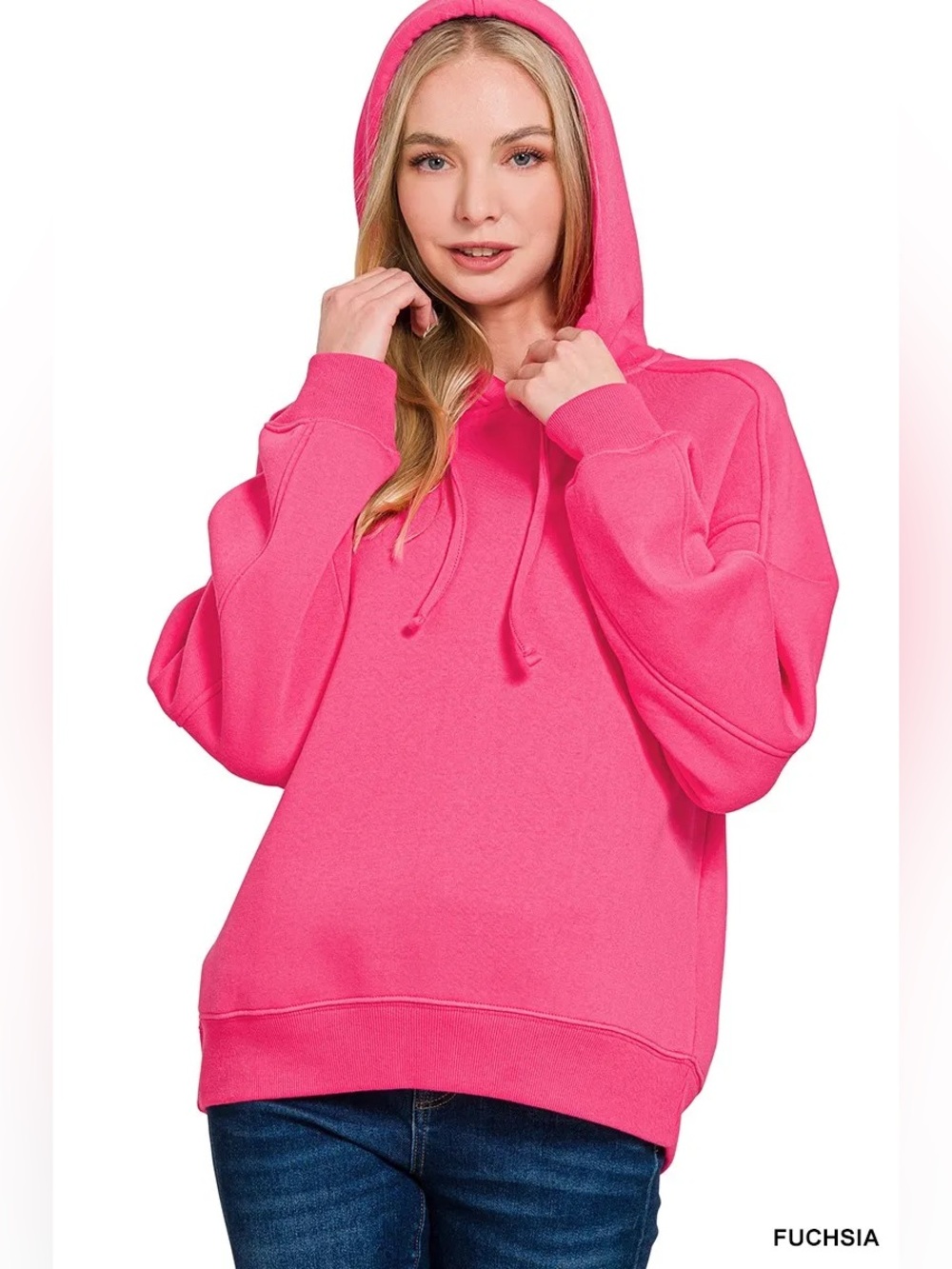 Zenana Hot Pink Hoodie Pullover